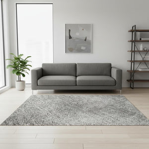 HomeRoots 5' X 8' Gray and Silver Abstract Area Rug – Washable, Durable, UV-Protected for Busy Homes & Style 679943