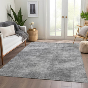 HomeRoots 5' X 8' Gray and Silver Abstract Area Rug – Washable, Durable, UV-Protected for Busy Homes & Style 679943
