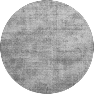 HomeRoots 8' Modern Gray and Silver Abstract Washable Round Rug with UV Protection for Stylish Living Spaces 679944