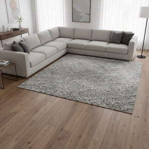 HomeRoots 8' X 10' Gray and Silver Abstract Area Rug - Washable, UV-Protected, Perfect for Modern Spaces! 679945