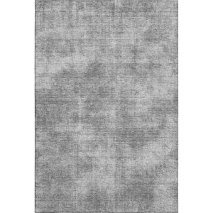 HomeRoots 9' X 12' Gray and Silver Abstract Area Rug - Washable, UV-Protected, Durable Design for Modern Homes 679946