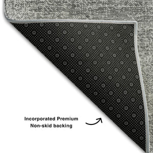 HomeRoots 9' X 12' Gray and Silver Abstract Area Rug - Washable, UV-Protected, Durable Design for Modern Homes 679946