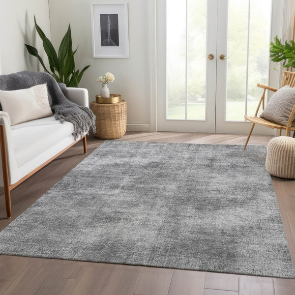 HomeRoots 9' X 12' Gray and Silver Abstract Area Rug - Washable, UV-Protected, Durable Design for Modern Homes 679946