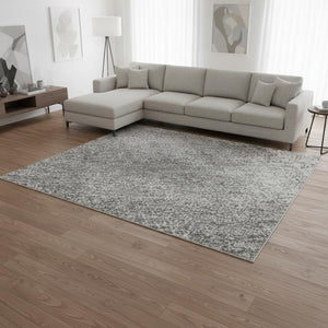 HomeRoots 10' X 14' Gray and Silver Abstract Washable Area Rug with UV Protection for Stylish, Busy Homes 679947