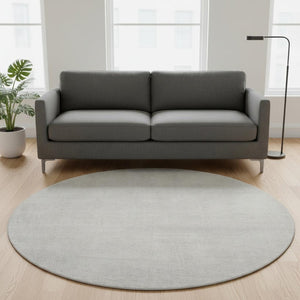 HomeRoots 8' Ivory and Beige Abstract Washable Round Rug - Stylish, UV-Protected, Durable for High-Traffic Areas 679950