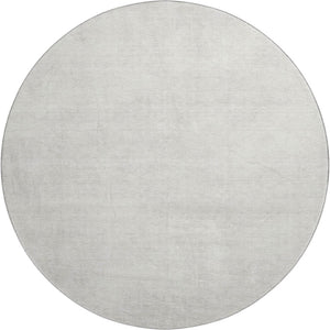 HomeRoots 8' Ivory and Beige Abstract Washable Round Rug - Stylish, UV-Protected, Durable for High-Traffic Areas 679950