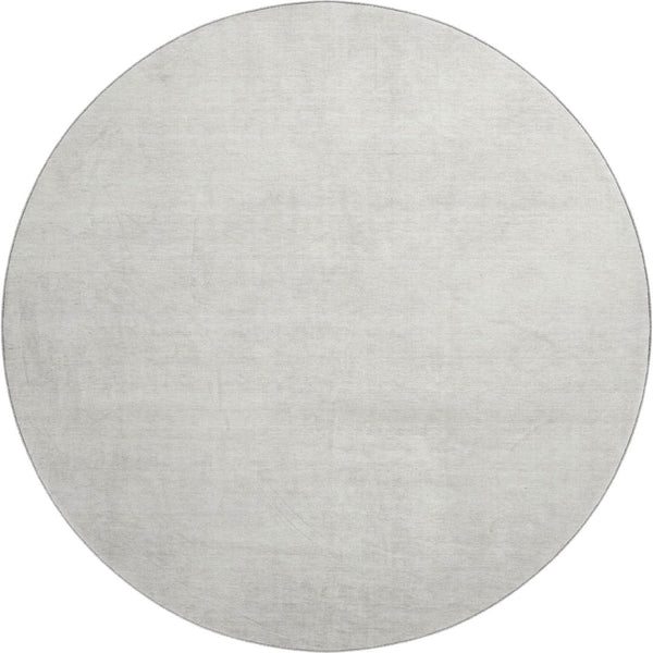 HomeRoots 8' Ivory and Beige Abstract Washable Round Rug - Stylish, UV-Protected, Durable for High-Traffic Areas 679950