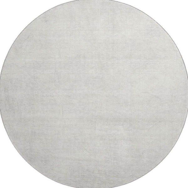 HomeRoots 8' Ivory and Beige Abstract Washable Round Rug - Stylish, UV-Protected, Durable for High-Traffic Areas 679950