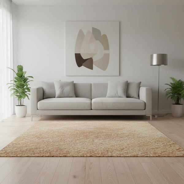 HomeRoots 5' X 8' Soft Peach & Salmon Abstract Area Rug with UV Protection - Stain-Resistant & Easy Care! 679955