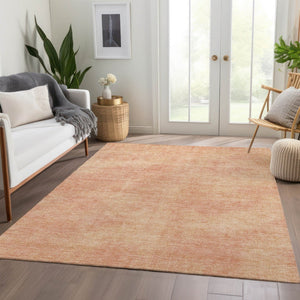 HomeRoots 8' X 10' Peach And Salmon Abstract Area Rug - Washable, UV-Protected, Stylish & Durable Design 679957