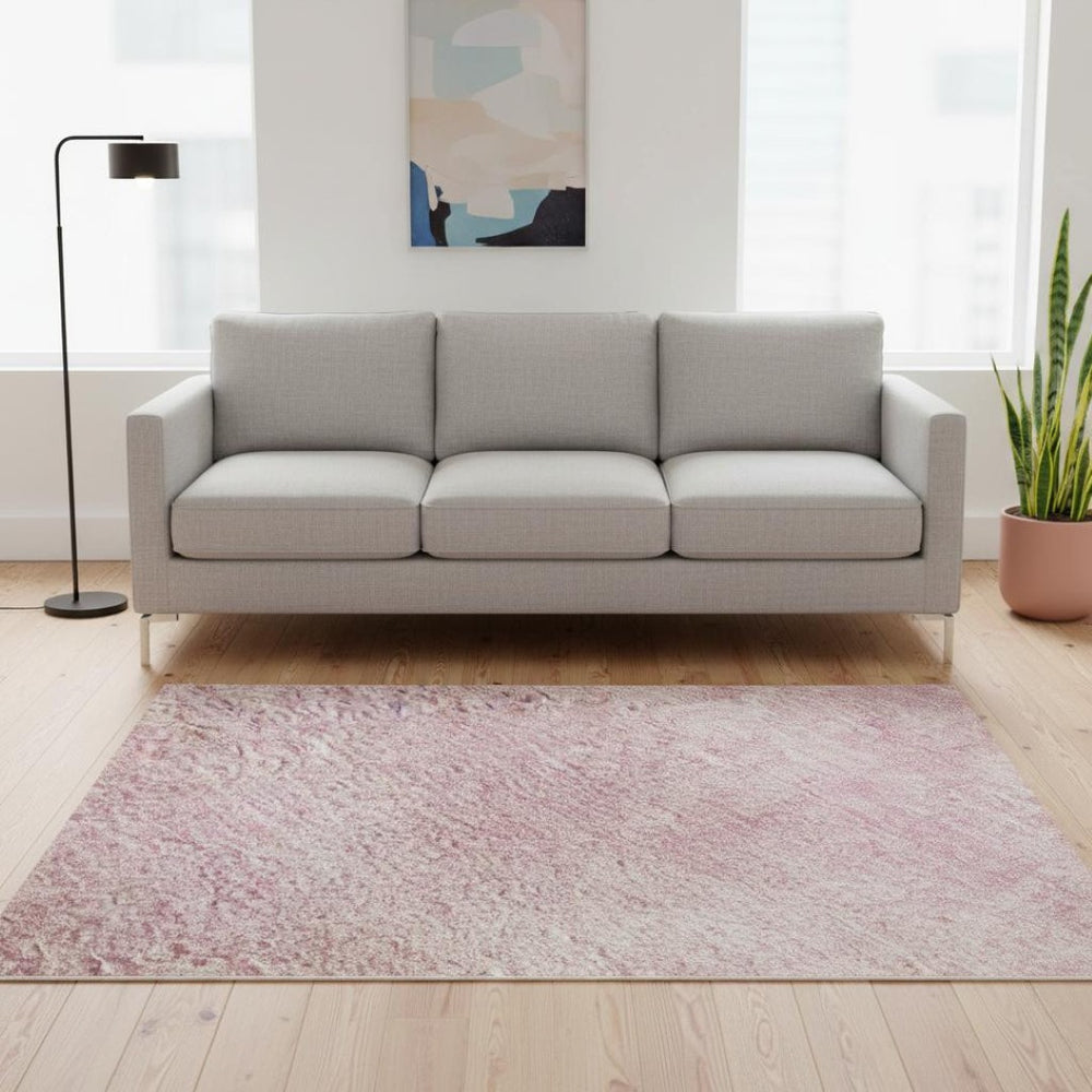 HomeRoots 5' X 8' Pink and Blush Abstract Area Rug - Washable, UV Protected, Perfect for Family Rooms & Nurseries 679961