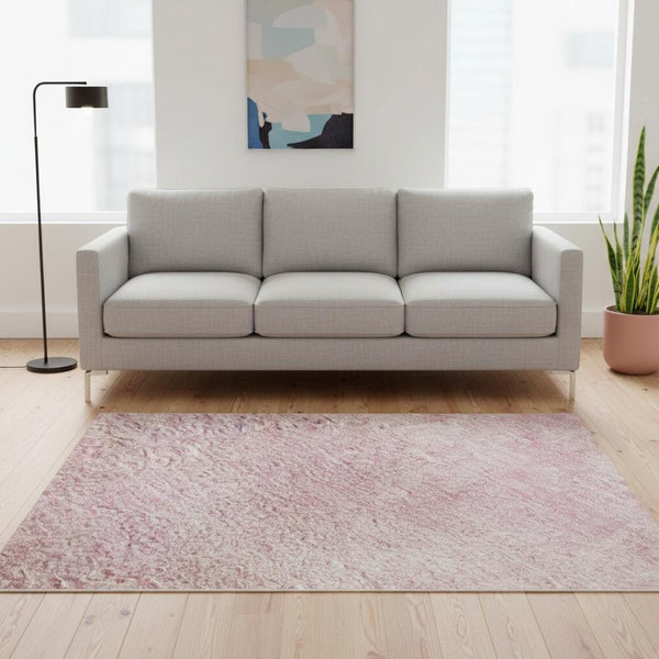 HomeRoots 5' X 8' Pink and Blush Abstract Area Rug - Washable, UV Protected, Perfect for Family Rooms & Nurseries 679961
