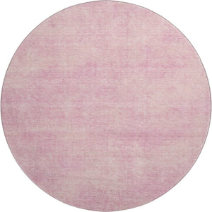 HomeRoots 8' Pink and Blush Abstract Round Rug - Washable, UV-Protected, Stain Resistant for Stylish Living Spaces 679962