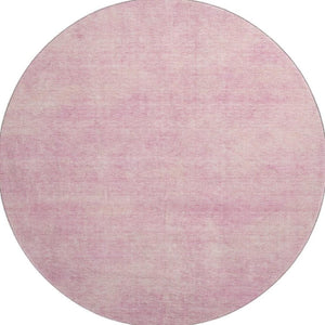 HomeRoots 8' Pink and Blush Abstract Round Rug - Washable, UV-Protected, Stain Resistant for Stylish Living Spaces 679962