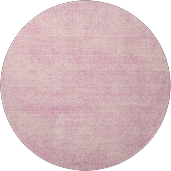 HomeRoots 8' Pink and Blush Abstract Round Rug - Washable, UV-Protected, Stain Resistant for Stylish Living Spaces 679962