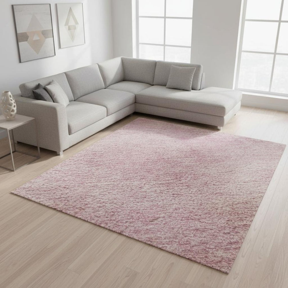HomeRoots 9' X 12' Pink and Blush Abstract Area Rug - Washable, UV-Protected, Durable for Family Spaces 679964