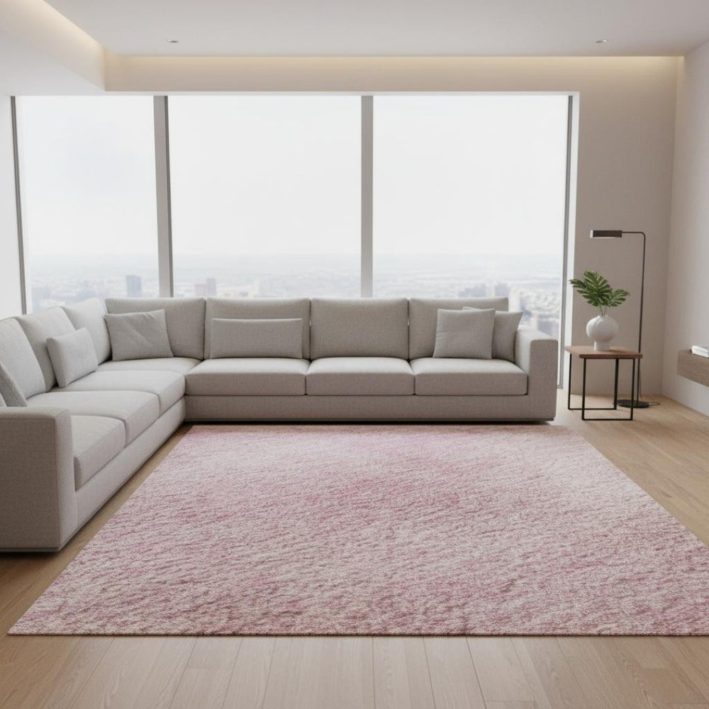 HomeRoots 10' Modern Pink & Blush Abstract Washable Area Rug with UV Protection for Stylish Spaces 679965