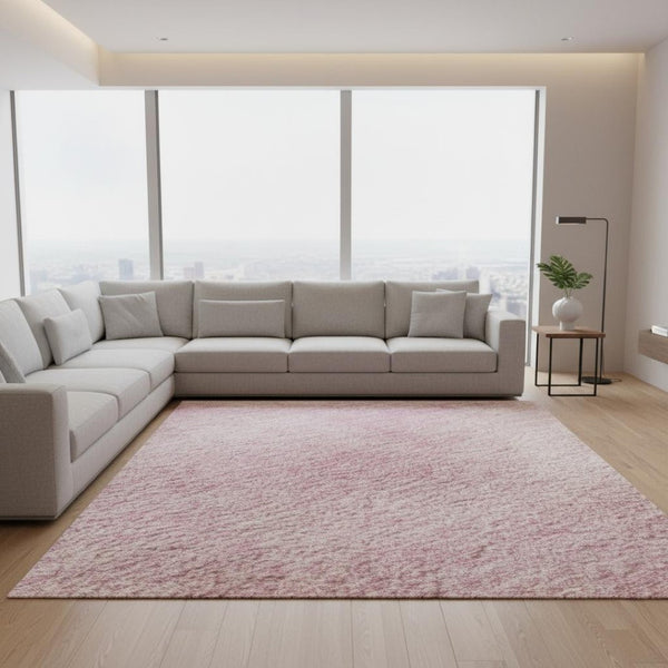 HomeRoots 10' Modern Pink & Blush Abstract Washable Area Rug with UV Protection for Stylish Spaces 679965