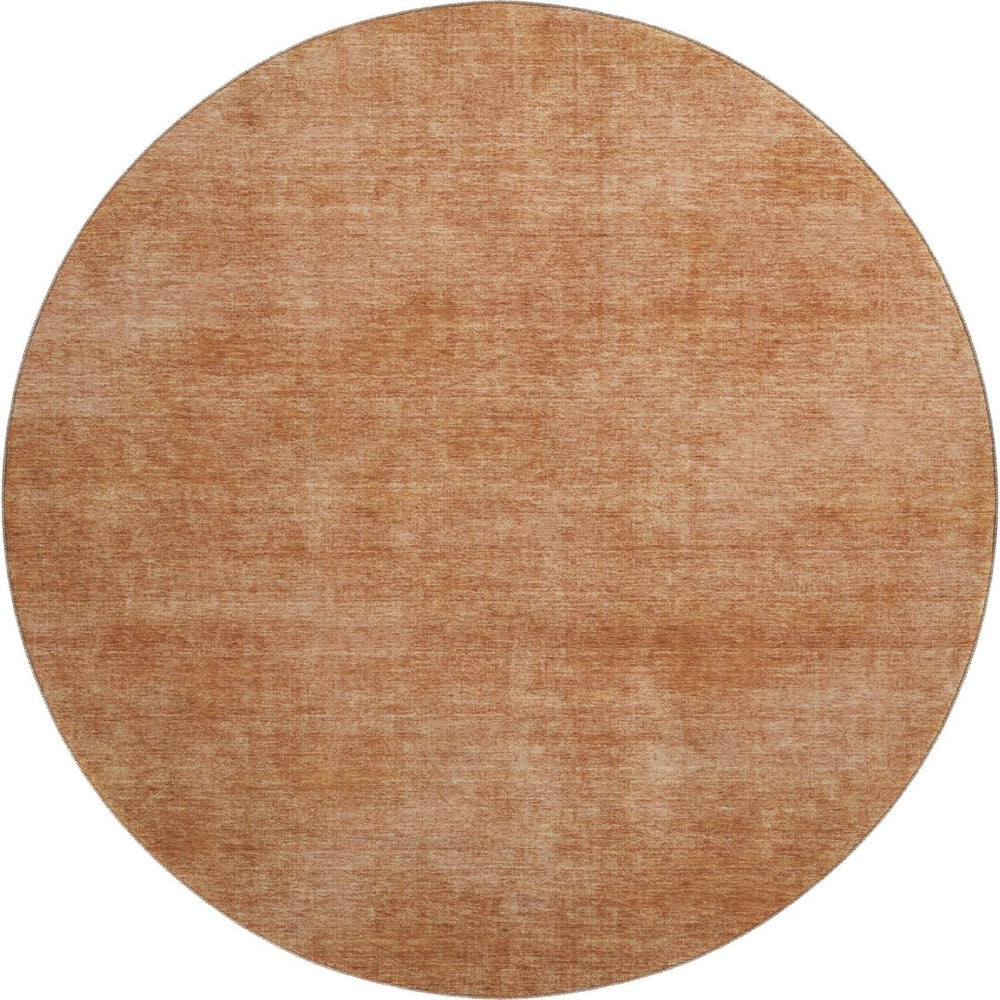 HomeRoots 8' Washable Round Rug in Rust and Copper – UV Protected, Stain Resistant, Modern Abstract Design 679968