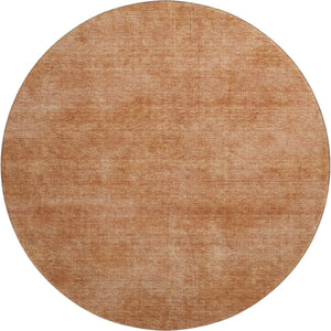 HomeRoots 8' Washable Round Rug in Rust and Copper – UV Protected, Stain Resistant, Modern Abstract Design 679968