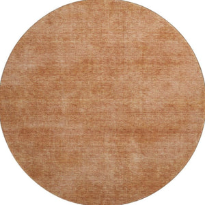 HomeRoots 8' Washable Round Rug in Rust and Copper – UV Protected, Stain Resistant, Modern Abstract Design 679968