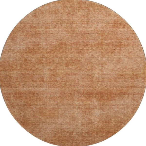 HomeRoots 8' Washable Round Rug in Rust and Copper – UV Protected, Stain Resistant, Modern Abstract Design 679968