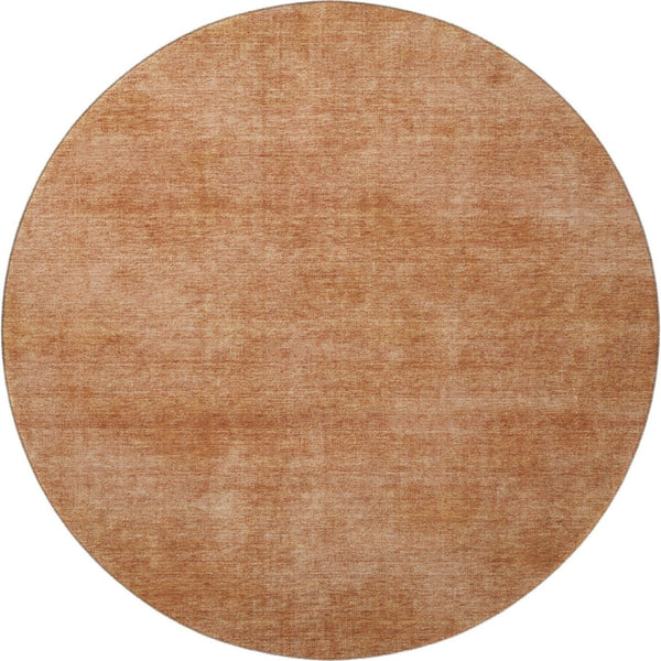 HomeRoots 8' Washable Round Rug in Rust and Copper – UV Protected, Stain Resistant, Modern Abstract Design 679968