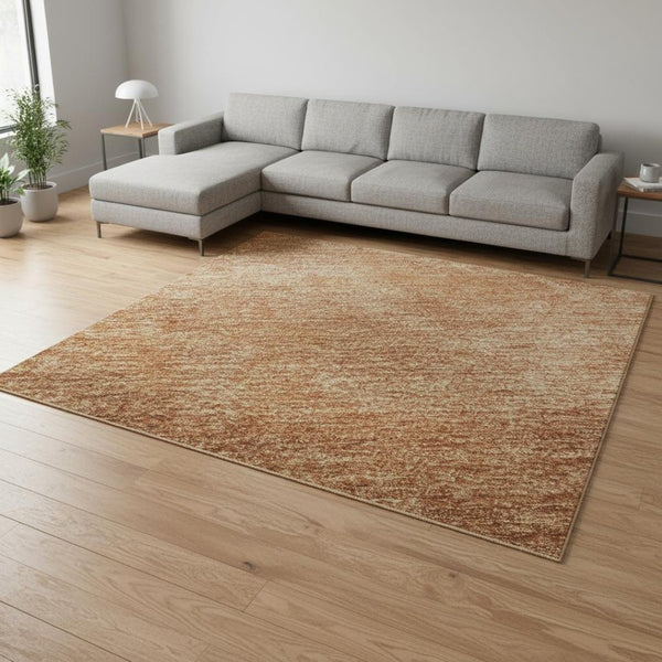 HomeRoots 9' X 12' Abstract Rust and Copper Washable Area Rug with UV Protection for Modern Living Spaces 679970
