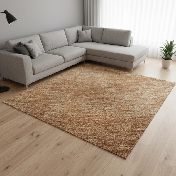 HomeRoots 10' X 14' Rust & Copper Abstract Area Rug - Washable, UV Protected, Ideal for Modern Homes & Pets 679971