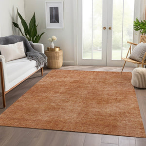 HomeRoots 10' X 14' Rust & Copper Abstract Area Rug - Washable, UV Protected, Ideal for Modern Homes & Pets 679971