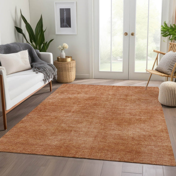 HomeRoots 10' X 14' Rust & Copper Abstract Area Rug - Washable, UV Protected, Ideal for Modern Homes & Pets 679971