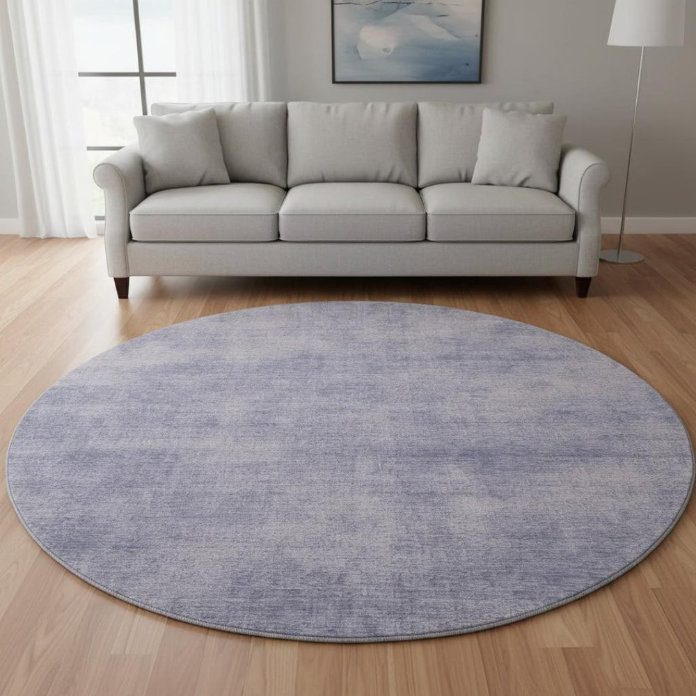 HomeRoots 8' Purple and Lavender Abstract Round Rug – Machine Washable, UV Protected, Perfect for High-Traffic Areas 679974