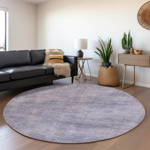 HomeRoots 8' Purple and Lavender Abstract Round Rug – Machine Washable, UV Protected, Perfect for High-Traffic Areas 679974