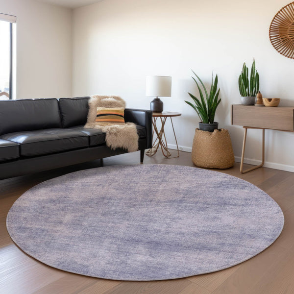 HomeRoots 8' Purple and Lavender Abstract Round Rug – Machine Washable, UV Protected, Perfect for High-Traffic Areas 679974
