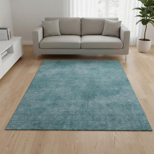 HomeRoots 5' X 8' Teal And Aqua Abstract Area Rug – Washable, UV Protected, Stain Resistant for High Traffic Areas 679979