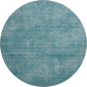 HomeRoots 8' Teal and Aqua Abstract Round Rug - Washable, UV-Protected, Stylish for Any Living Space! 679980