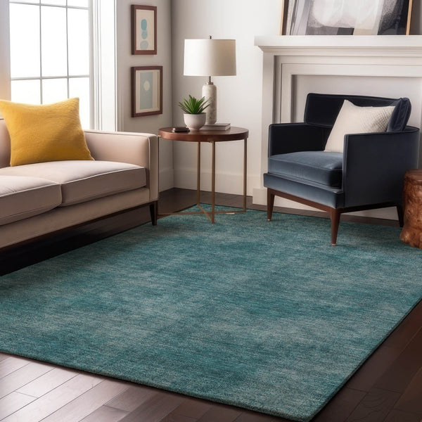 HomeRoots 9' X 12' Teal and Aqua Abstract Washable Area Rug – Durable, Stylish, UV-Protected for Busy Homes 679982
