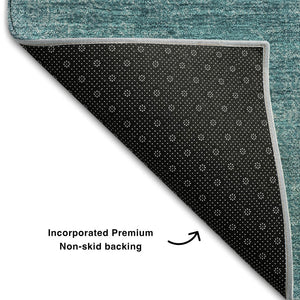 HomeRoots 9' X 12' Teal and Aqua Abstract Washable Area Rug – Durable, Stylish, UV-Protected for Busy Homes 679982