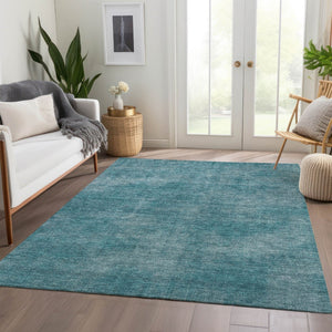 HomeRoots 9' X 12' Teal and Aqua Abstract Washable Area Rug – Durable, Stylish, UV-Protected for Busy Homes 679982