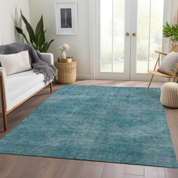 HomeRoots 9' X 12' Teal and Aqua Abstract Washable Area Rug – Durable, Stylish, UV-Protected for Busy Homes 679982