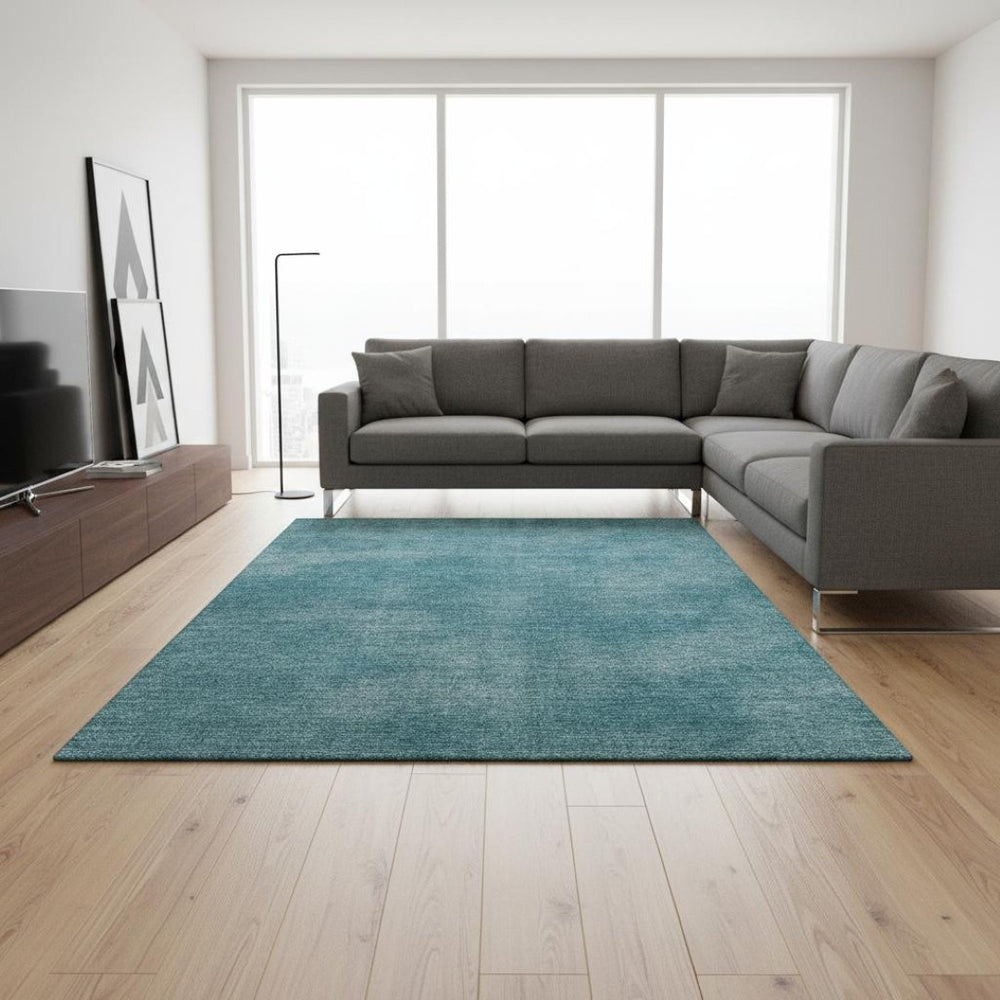 HomeRoots 10' X 14' Teal and Aqua Abstract Area Rug - Washable, Stain-Resistant, UV-Protected for Modern Homes 679983