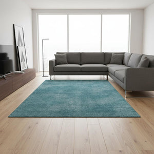 HomeRoots 10' X 14' Teal and Aqua Abstract Area Rug - Washable, Stain-Resistant, UV-Protected for Modern Homes 679983