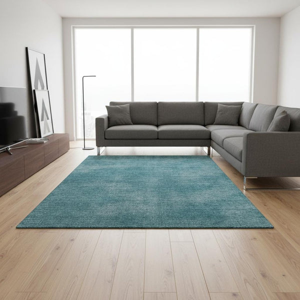 HomeRoots 10' X 14' Teal and Aqua Abstract Area Rug - Washable, Stain-Resistant, UV-Protected for Modern Homes 679983
