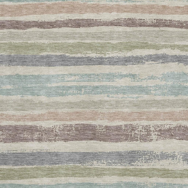 HomeRoots 5' X 8' Striped Area Rug in Beige, Plum & Ivory - Durable, Washable, UV Protected for Homes with Kids & Pets 679985