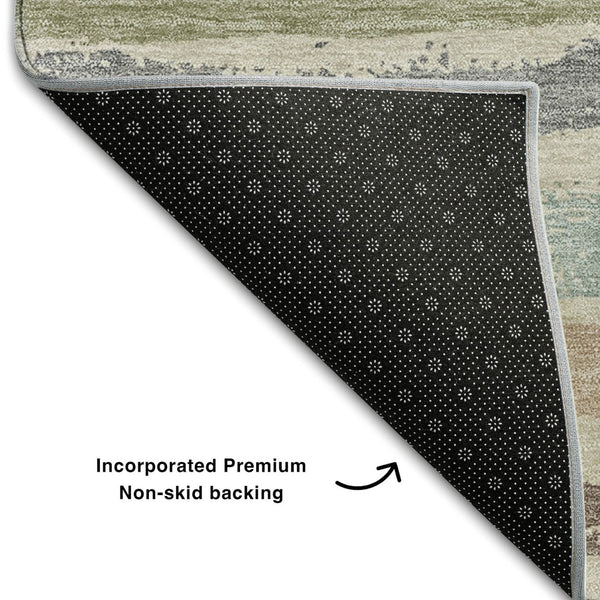 HomeRoots 8' X 10' Beige Plum And Ivory Striped Washable Area Rug - UV Protected, Stain Resistant & Durable! 679987