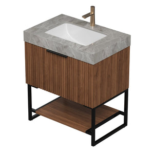 English Elm 30" Sintered Stone Vanity Top Undermount Ceramic Basin Light Gray Bathroom Countertop W2615P365407