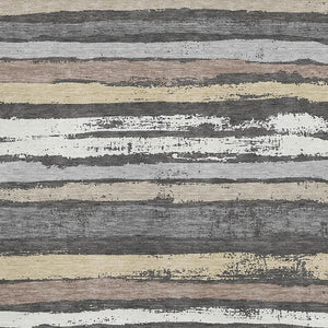 HomeRoots 10' Charcoal Gray & Beige Striped Washable Area Rug - UV Protected, Family-Friendly & Durable Design 679995