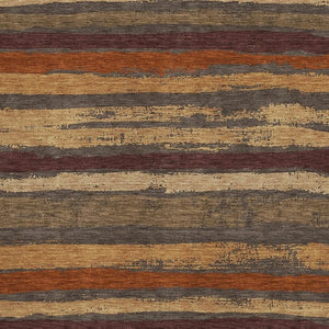 HomeRoots 5' X 8' Striped Area Rug in Chocolate, Gold & Burgundy - Washable, UV Protected, Durable & Stylish 679997