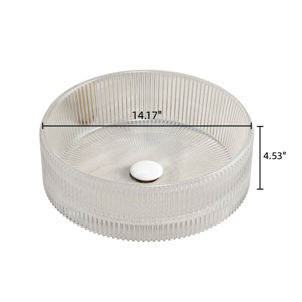English Elm SONNY 14'' Round Crystal Glass Bathroom Vessel Sink, Durable Easy-Clean Design, Splash-Resistant Transparent W2615P318240