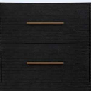 Meridian Furniture Oakwell Solid Wood Bathroom Vanity with Engineered Stone Top and Soft Close Drawer Storage Black 24 inches 679Black-24